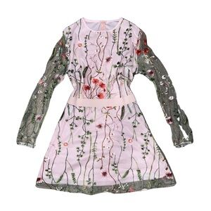 Floral Embroidered Woman’s Dress - Pink and Green